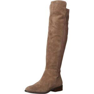 Womens Over the Knee Leather Boots Calypso Low Heel Rubber Outsole Boots